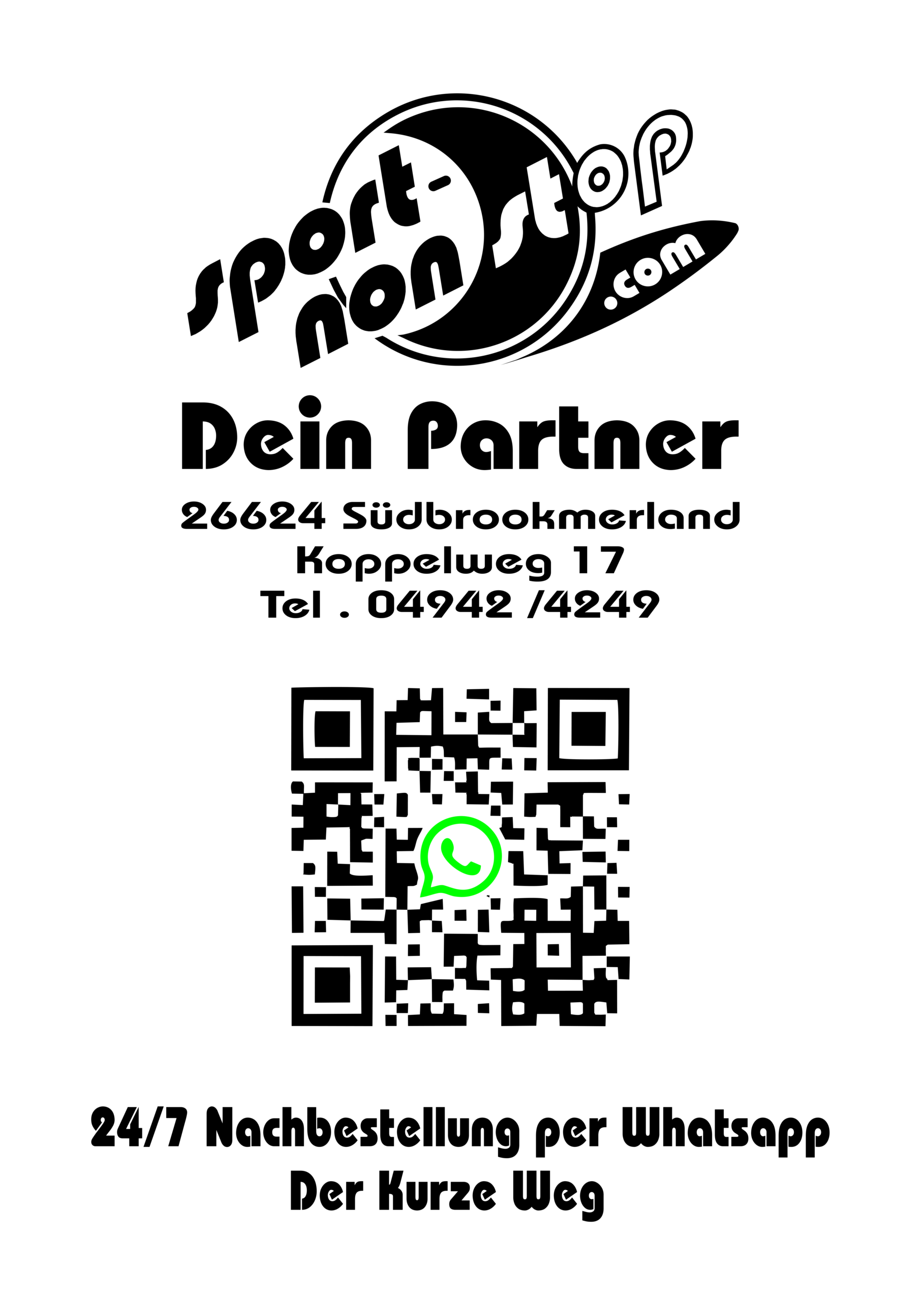 Sport Nonstop mit QR-Code zur Nachbestellung per WhatsApp